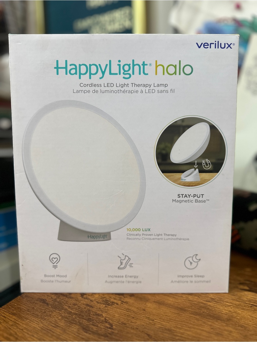 Verilux HappyLight Halo Cordless LED Light Therapy Lamp - White